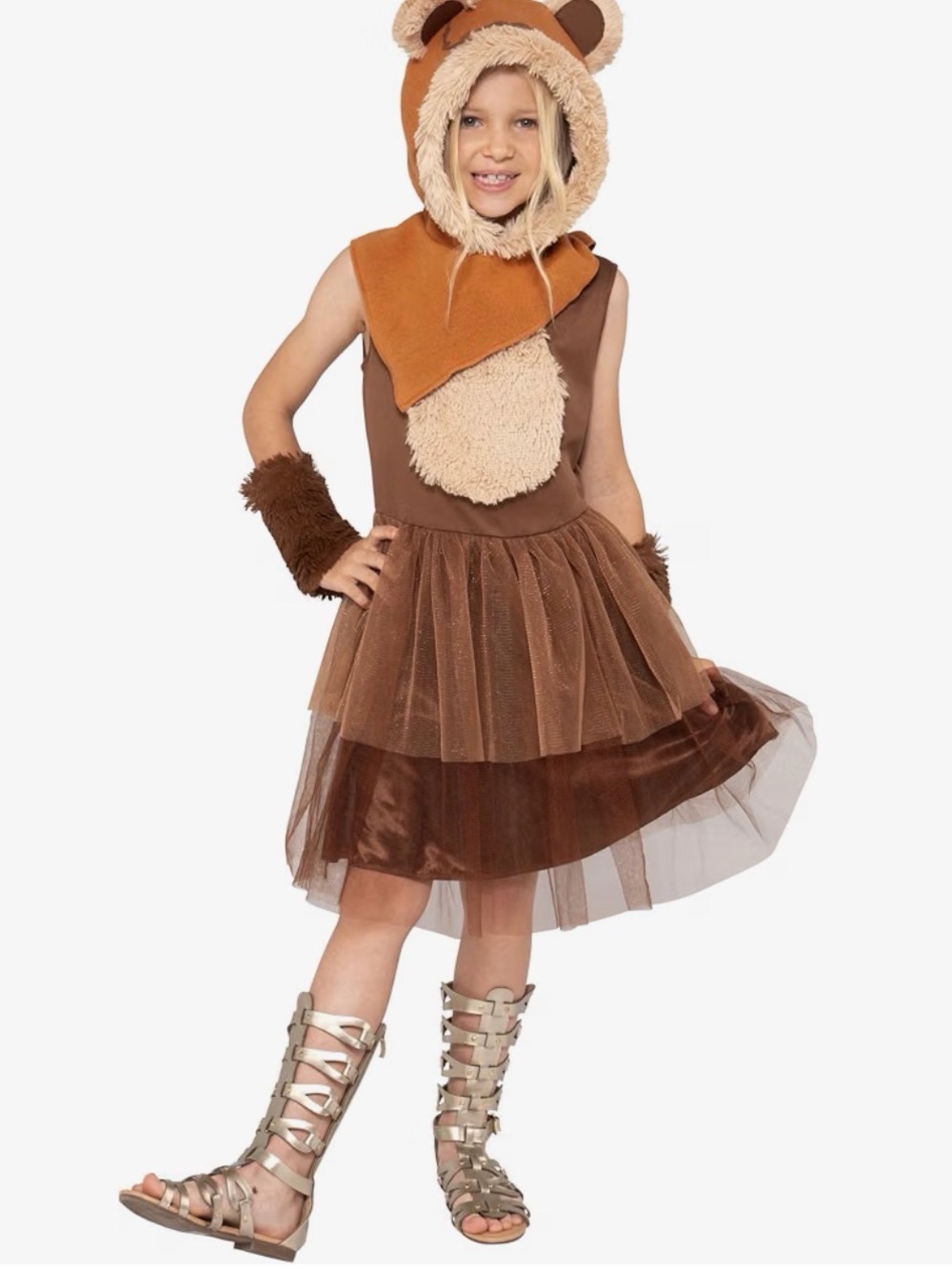 NEW Child L (10-12) Star Wars EWOK Costume Jazwares Tutu Dress Hood Cuffs - Picture 3 of 7